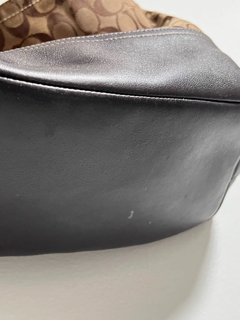 Coach Brown Signature Canvas and Dark Brown Leather Hobo